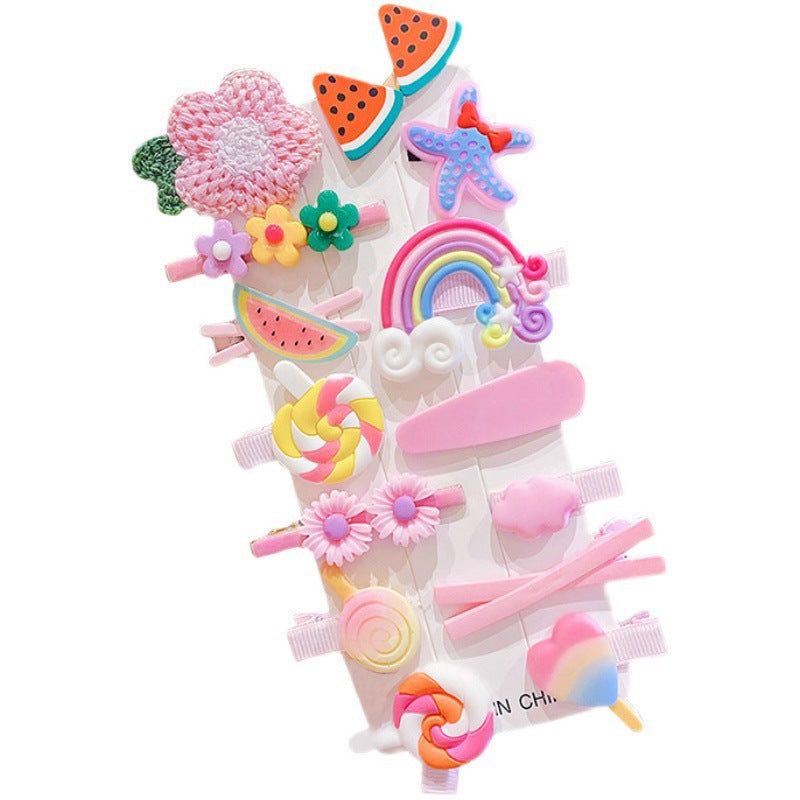 Wholesale Children's Flower Side Clip Colorful Cute Princess Candy Color Hair Clips